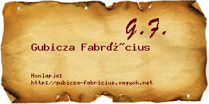 Gubicza Fabrícius névjegykártya